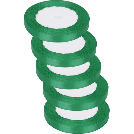 Lot de 5 rubans cadeaux, environ 1 cm de large, 22 m de long, imperméables, couleurs vives et résistantes à la décoloration, pour emballage cadeau, vert. (1/5)