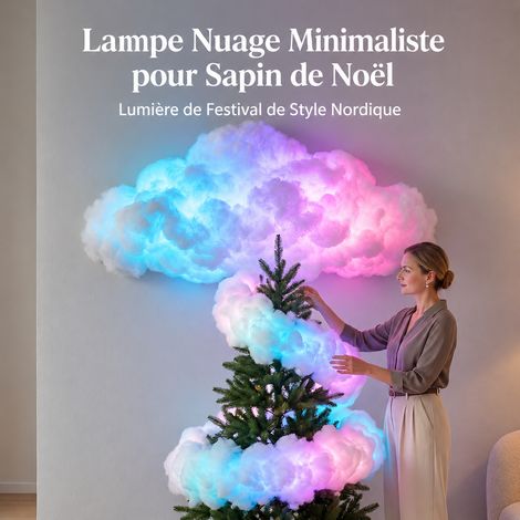Kit Lampe Nuage Guirlande DIY multicolore dynamique 1500 cm LED USB Télécommande Musique 25 × 16 × 14 cm 660 g – Livraison gratuite