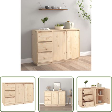 vidaXL Holzbeistelltisch Massivholz - Sideboard 111x34x75 cm Massivholz Kiefer (1/5)