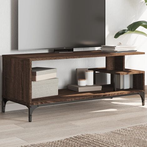 Vidaxl – Meuble TV en bois d'ingénierie et acier enduit de poudre – Dimensions 102 x 40 x 41 cm – Capacité 90 kg – Style industriel (1/5)