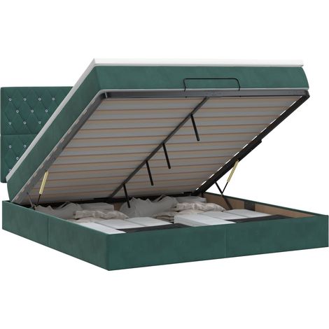 Maison Exclusive - Letto ottomano con materasso Verde Scuro 140 x 190 cm Velluto (1/5)