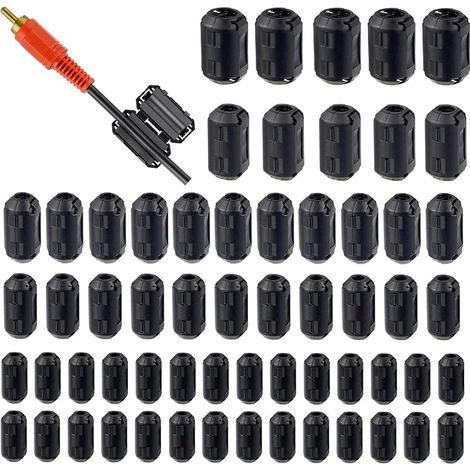 5 Valeurs 60Pcs Noir Clip-on Ferrite Anneau Noyau RFI EMI Suppresseur de Bruit Clip de Câble pour 3mm 5mm 7mm 9mm 13mm Diamètre Câble (1/5)