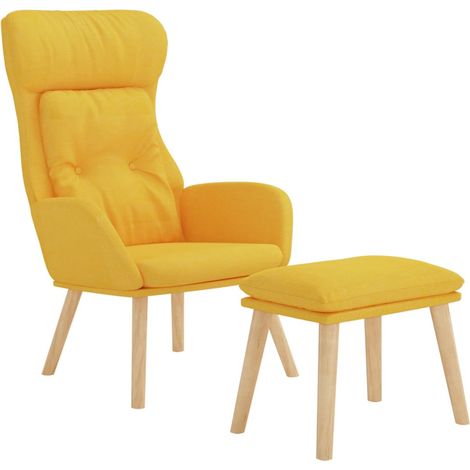 Relaxsessel mit Hocker Senfgelb Stoff vidaXL (1/4)
