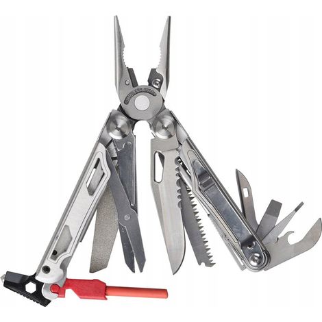 Azymut H-H2038A, Multiherramienta Giewon FS con iniciador de fuego y silbato, kit de supervivencia, plata (1/5)