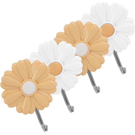 Adhesive Wall Hooks Daisy Shape Stainless Steel 4 Pieces No