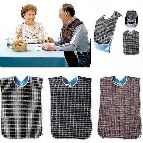 Bavoirs adultes imperméables ajustables - Tablier repas réutilisable avec poche ramasse-miettes et grande protection (1/5)