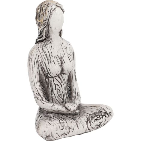 Statue de posture de yoga en résine synthétique, figurine rustique et simple pour la méditation, décoration intérieure, cadeau pour studios de yoga, blanc (1/5)