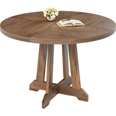 GARVEE -Table Ronde Salle à Manger 120 cm Bois Noir pour 4 à 6 Personnes – Table de Cuisine Moderne(Marron) (1/5)