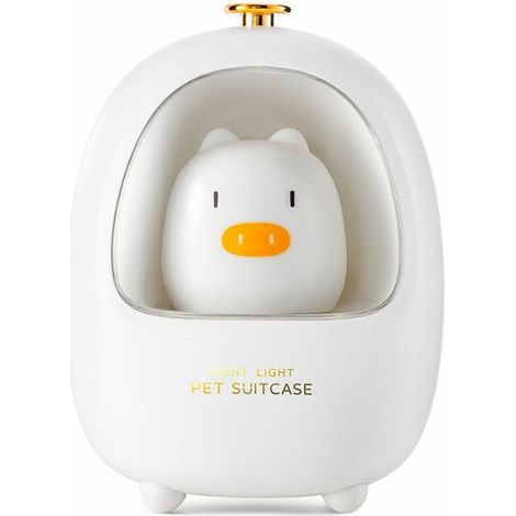RHG Caisse pour animaux de compagnie veilleuse enfant cadeau cadeau mini veilleuse table de chevet avec lumière LED de sommeil Veilleuse pour animaux de compagnie - cochon blanc