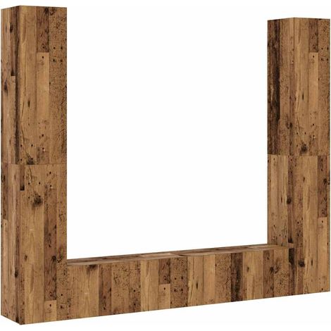 Wall Mounted TV cabinets 6 pcs Old Wood Engineered Wood vidaXL (1/5)