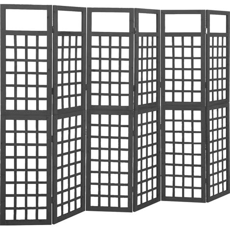 vidaXL 6-Panel Room Divider/Trellis Solid Fir Wood Black 242,5x180 cm