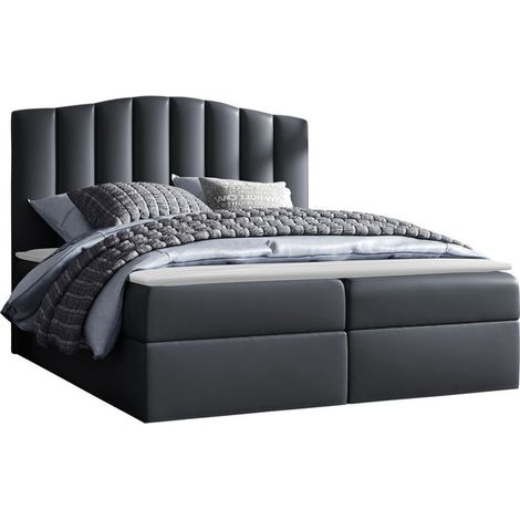 Lit boxspring Cantus, Soft 032, Unique, Continental, 120x200, Faux cuir, Disponible, 124x208x125cm