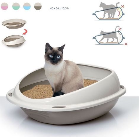 Trade Shop - Cama Para Gatos Shuttle 45x36x15.5 Cm Higiene Y Wc Bordes Rocados Sin Suciedad -
