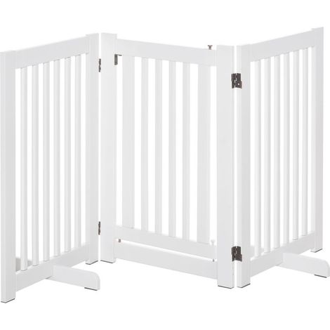 Barrière de sécurité chien barrière modulable pliable barrière chien à poser avec porte verrouillable intégrée 155 x 35,5 x 76 cm MDF blanc (1/5)