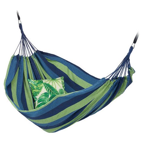 Hamac double XXL 300 kg – Coton et polyester – 150 x 260 cm – Portable pour intérieur et extérieur – Sac de transport inclus (1/4)