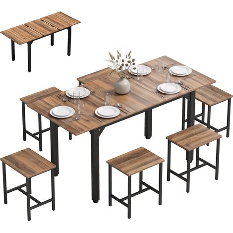 Mesa, extensible, nogal, 160 × 70 × 78 cm, tablero de partículas, acero, 27 kg (1/5)