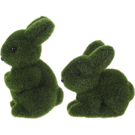 Kleine Hasen Osterhase Dekofigur 2 Stück Beflockt