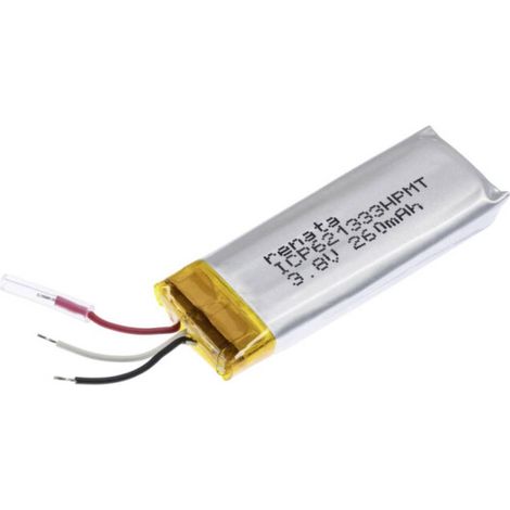 Renata ICP621333HPMT Batteria ricaricabile speciale Prismatica con cavo LiPo 3.7 V 270 mAh 1 pz.