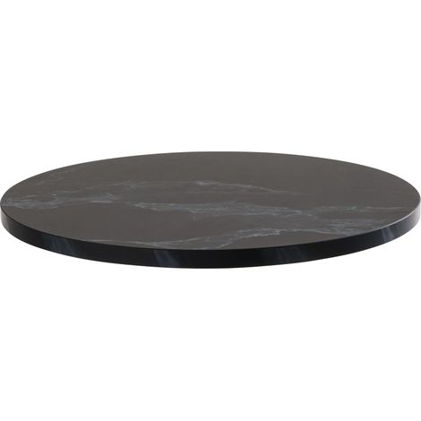Plateau de table rond 60 cm en mélaminé marbre noir – Épaisseur 2,5 cm – Compatible avec pieds Oviala – Design bistrot élégant