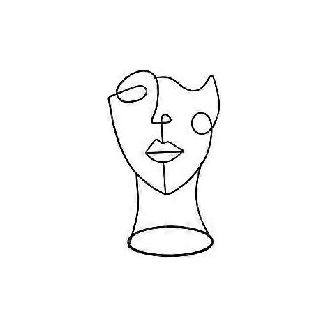 Figurine décorative moderne : visage minimaliste  Statue décorative noire au design minimaliste, une décoration abstraite pour tout appartement (visage complet) (1/4)