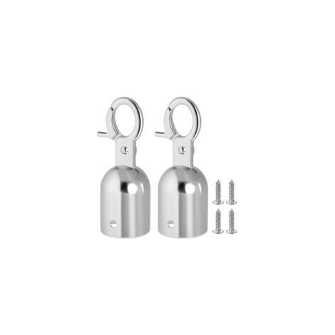 Lot de 2 embouts de corde avec mousqueton, raccords de corde de terrasse en acier inoxydable, embouts de corde argentés, 7,6 x 2,8 cm