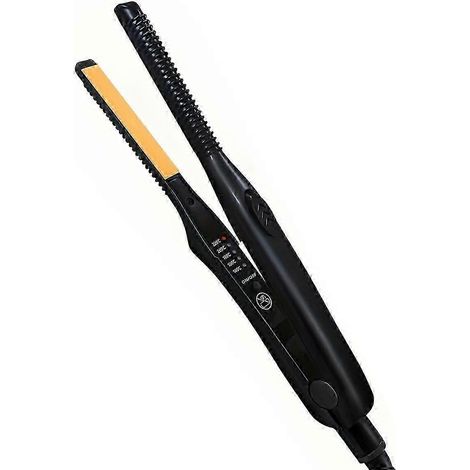 Mini lisseur adapté aux cheveux courts et aux contours du visage, plaques fines à technologie ionique, conception anti-pincement pour une utilisation sûre et facile. (1/5)