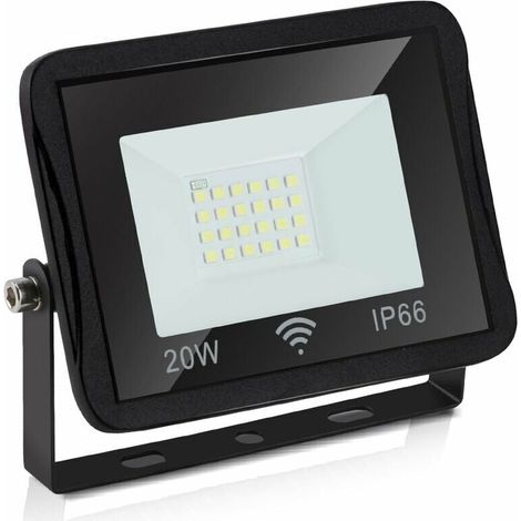 Hengda Projecteur LED d'extérieur Projecteur LED 1700LM 6000K IP66 Éclairage étanche 20W Blanc Froid - Noir