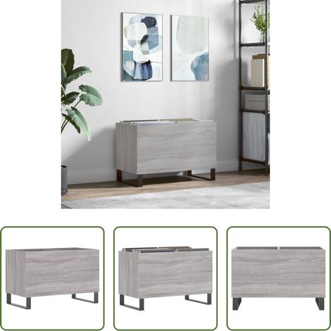vidaXL Schallplatten aufbewahren -  Plattenschrank Grau Sonoma 74,5x38x48 cm Holzwerkstoff (1/5)