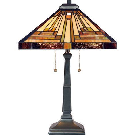 Elstead Stephen - 2 leichte Tiffany Tischlampe Vintage Bronze, E27 (1/5)