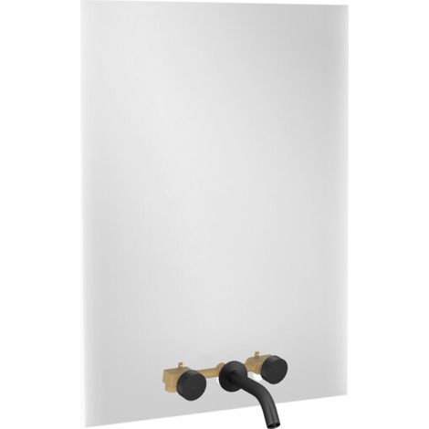 Espejo de 3 agujeros de 60 cm + mezclador de lavabo de 3 agujeros integrado JACOB DELAFON Grands Boulevards negro mate