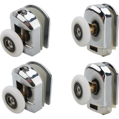 Guide de porte de douche en or rose, lot de 3, rail double de 47 mm, pour porte de douche en verre sans cadre, avec couvercle à visser. (1/5)
