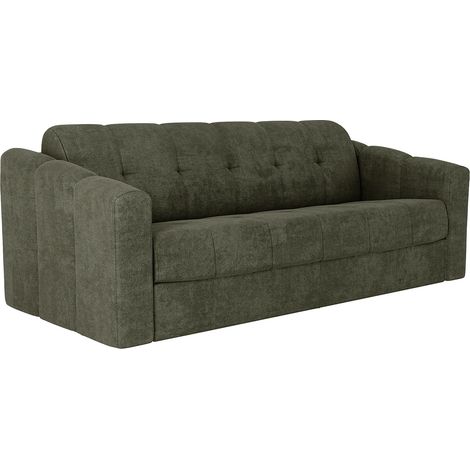 Canapé 4 places convertible express en tissu texturé vert kaki - Couchage lattes larges 160 cm - Matelas 18 cm - DARIELO (1/5)