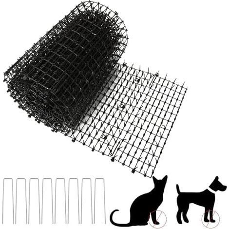Anti-Cat Mat 400 x 30 CM Anti-Cat Mat with 8 Spikes Black Dog Repellent Prevents Animals from Approaching Spikes for Indoor and Outdoor Gardens cm (1/5)