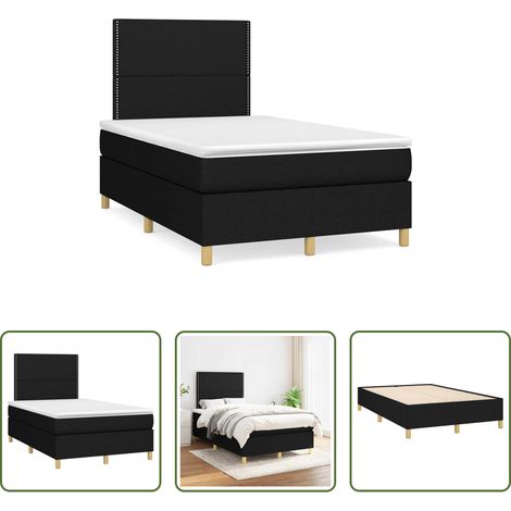 Matelas à ressorts ensachés - Sommier à lattes de lit avec matelas noir 120x190 cm tissu (1/5)