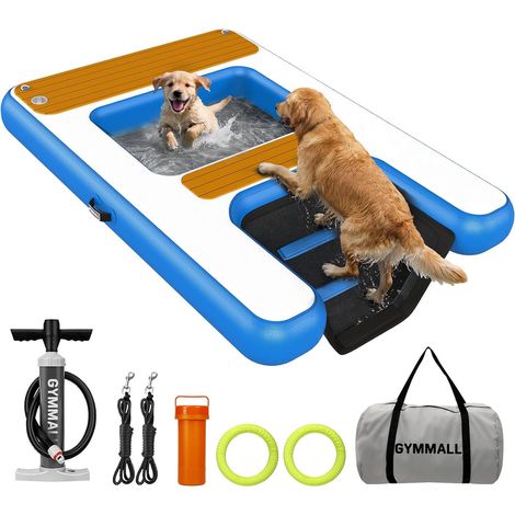 Rampe D'Accès À l'eau Gonflable pour Chien 170 x 120 cm, Plateforme Gonflable Et Rampe 2 en 1, Convient Aux Chiens Jusqu'à 150 Kg, Idéale pour La Piscine, Les Pontons et Les Bateaux (1/5)