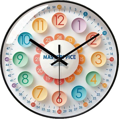 Horloge murale silencieuse, 30 cm (12 pouces), alimentée par piles, en plastique, convient pour la maison, le bureau et la cuisine. (1/5)