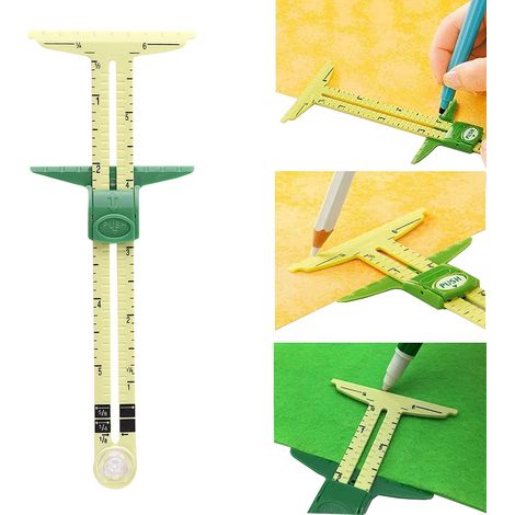 Règle de couture multifonction 5-en-1, outil de mesure coulissant pour tricot et couture (1/5)