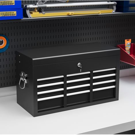Caja de herramientas con 6 cajones, cerrable, acero negro 60 x 26 x 34 cm OKMYHOME (1/5)