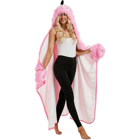 Couverture à capuche portable pour adultes - Couverture moelleuse, ultra douce et chaude, type jeté de lit ou cape. (1/5)