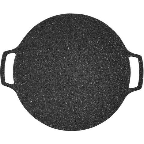 Poêle à frire en fonte de 35 cm d'épaisseur, plaque à crêpes plate, antiadhésive, compatible barbecue, induction et flamme nue (1/5)