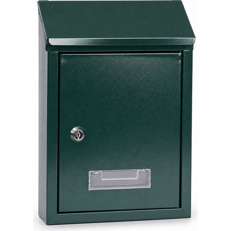 Sichere Wandbriefkasten mit Schloss aus dunkelgrünem Metall (1/5)