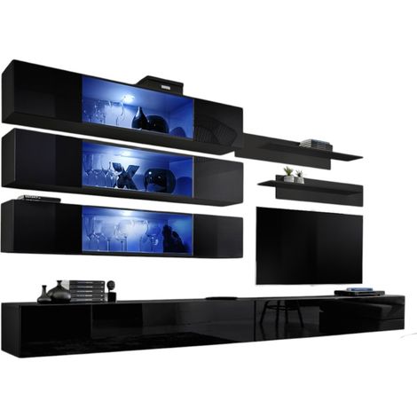 Set di mobili sospesi con LED collezione FLY J3. Colore nero.