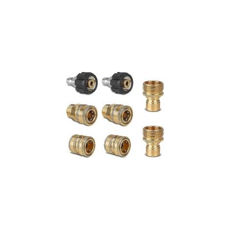 Juego de adaptadores para hidrolavadora, racores de manguera de desconexión rápida, acopladores de latón M22-14 giratorios a 3/8" de conexión rápida, macho de 3/4" a liberación rápida de 1/2" 8