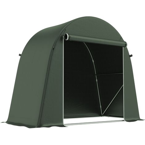 8 x 4 ft Garden Storage Tent, Waterproof Bike Tent with Roll-up Zipper Door Galvanised Metal Frame, Green (1/5)