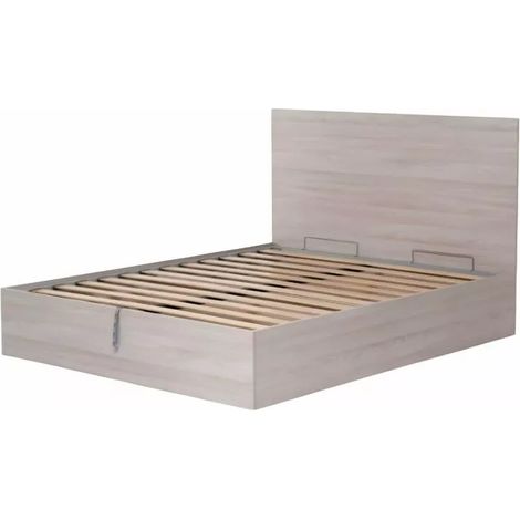 letto matrimoniale con rete e contenitore con  "hi box" olmo naturale 160x190 cm (1/4)