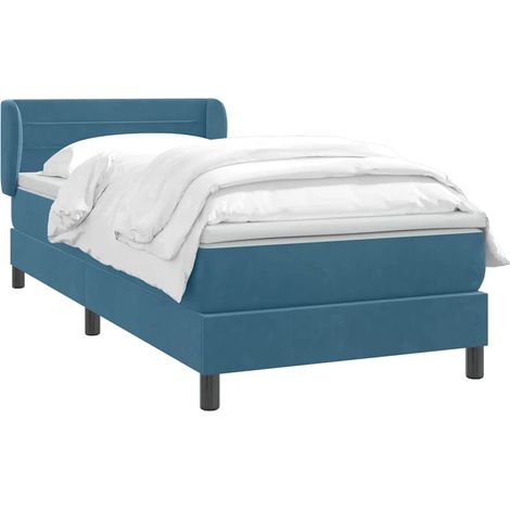 Sommier à lattes de lit et matelas bleu foncé 80x220 cm velours vidaXL