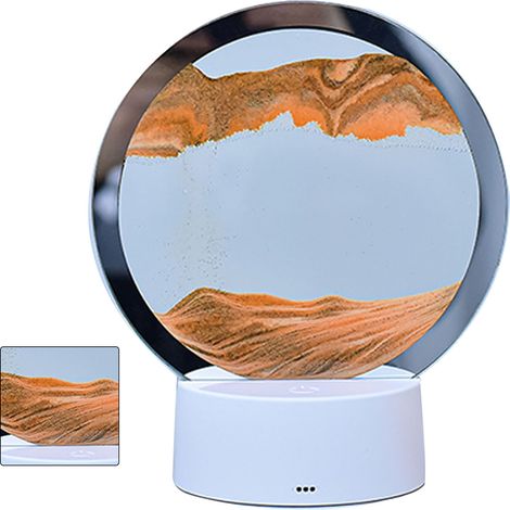 Lampe de table effet sable, 7 couleurs, lampe de chevet 3D en forme de sablier, style peinture de sable mouvant, pour chambre à coucher ou chambre d'hôtel, or et jade (1/5)
