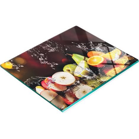 Piatto decorativo multifunzionale in vetro per cucina, con motivo mele e pere, 60x52 cm. (1/5)