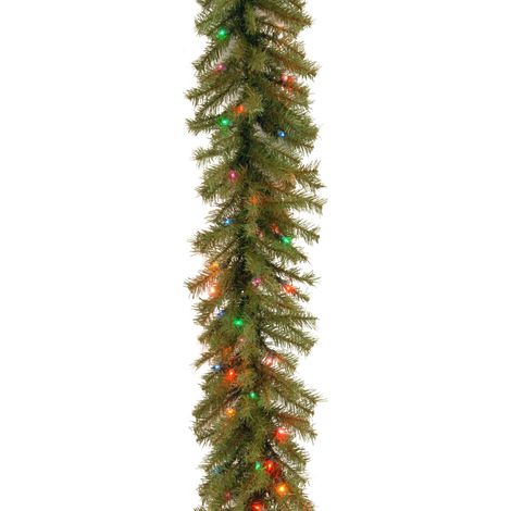 Guirlande de sapin Norwood 9 pieds avec lumières blanches, National Tree Company, décoration intérieure et extérieure, branche artificielle réaliste, vert, 1 pièce (1/5)