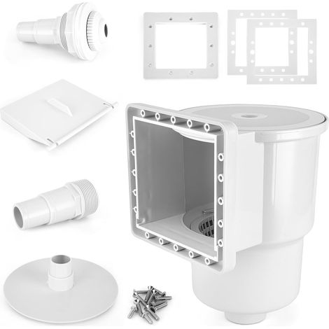 Kit d'écumoire de piscine hors sol, écumoire standard à paroi traversante – Écumoire murale de piscine, système complet d'écumoire de piscine hors sol (blanc) (1/5)